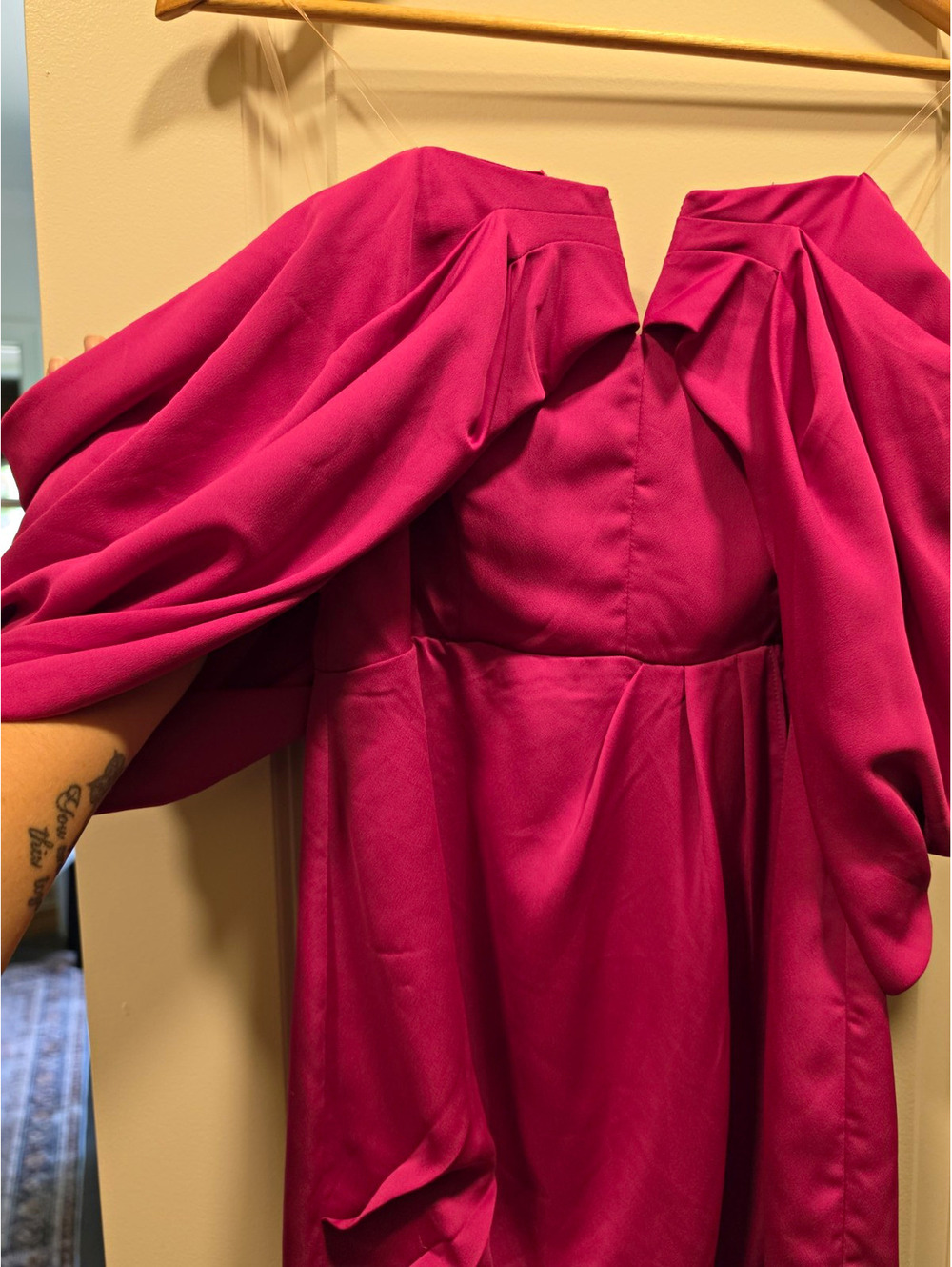 DO+BE Women’s Pink Satin Draped V-Neck Short Sleeve Lined Mini Dress M GY0627